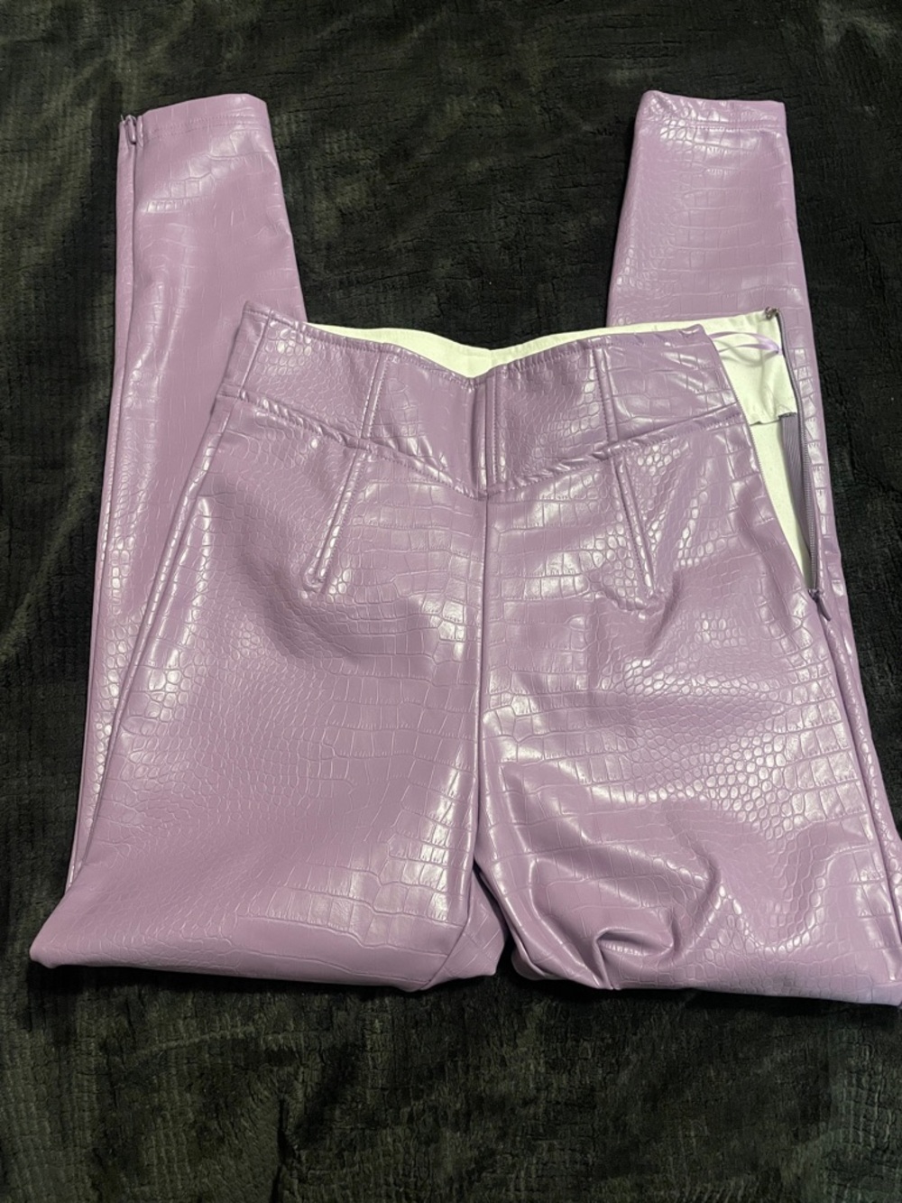 JLUXLABEL Lavender Croc-Embossed Faux Leather Skirt
